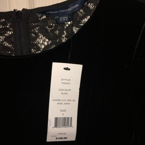 French Connection Aurore lace‎ back black velvet wide Culotte jumpsuit Size 4 - Picture 11 of 13